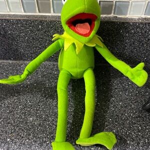 Jim Henson Muppets, Kermit the frog, poseable, stuffed plush toy….  Nanco